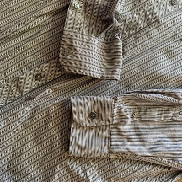 Alfani Stripe Button Down Epaulets Long Sleeve - Picture 5 of 6